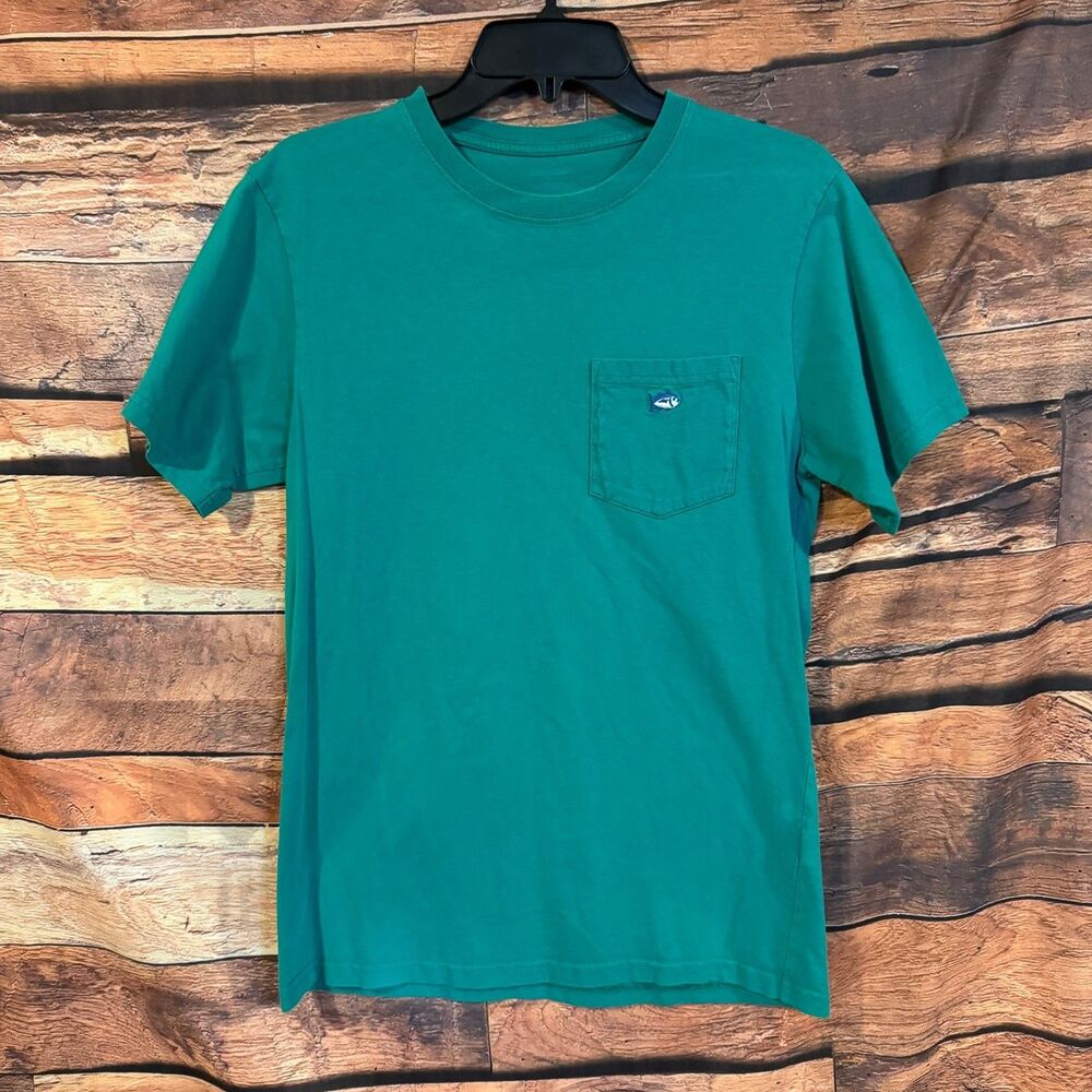 Southern Tide Men's T-Shirt Teal Small Cotton Crew Neck Pocket Logo Tee